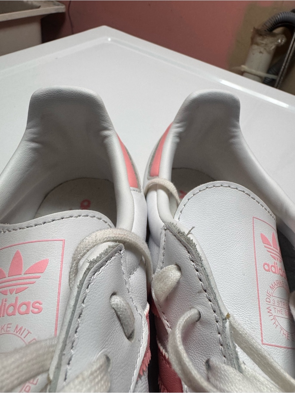 adidas White and Pink Samba Sneakers - Picture 2 of 9